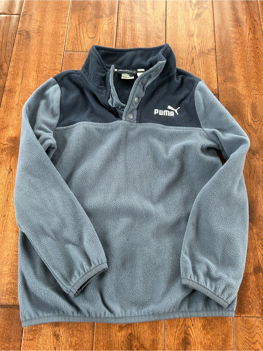 Puma Navy Blue Fleece Hoodie with Logo Trim